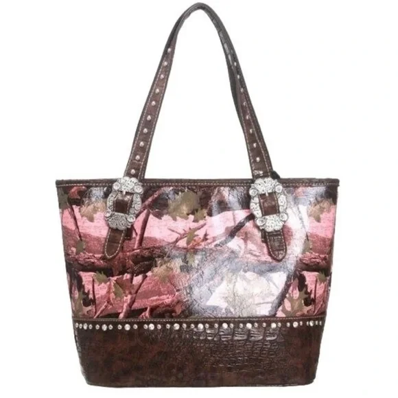 Montana West Western Buckle Collection pink camo/woodland (flawed) see pic - Picture 1 of 11